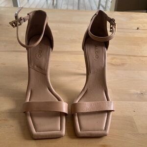 Aldo Square Toe Strappy Nude Heel